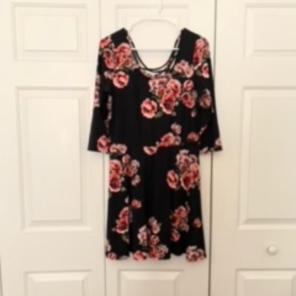 By & By Pink Floral Print Skater Dress Size XL - Picture 1 of 5